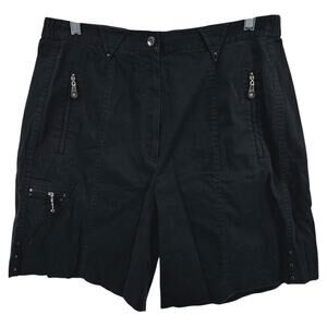 Jamie Sadock Cargo Shorts 7" Golf Zip Pockets High Waisted Athletic Black 14 34"